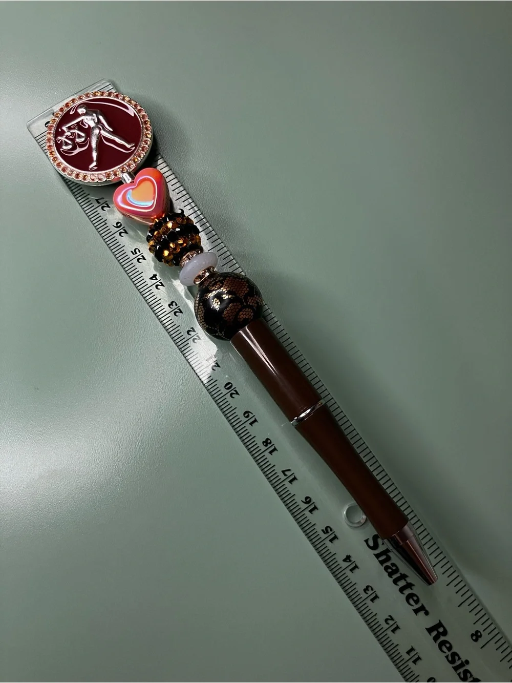 Libra Zodiac Medallion Brown Handmade Beaded Pen